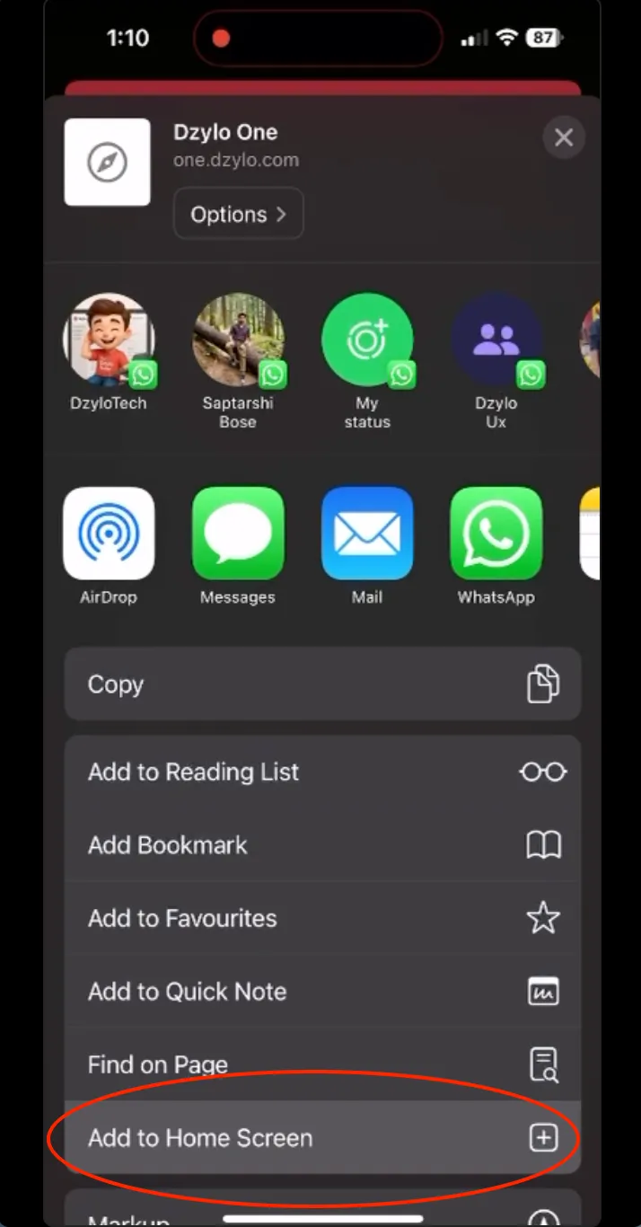 Dzylo PWA Iphone